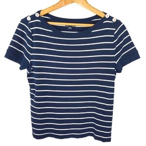 Ralph Lauren American Living Navy and White Striped Tee. Women's LG. G0089